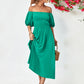 Off-Shoulder Balloon Sleeve Midi Dress