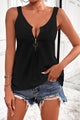 Half-Zip Scoop Neck Tank Black