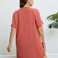 Plus Size Buttoned Notched Neck Shift Dress