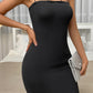 Straight Neck Sleeveless Pencil Dress