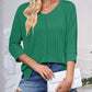 Lovelet Textured Round Neck Three-Quarter Sleeve Blouse