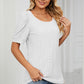 Eyelet Puff Sleeve Round Neck Top