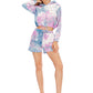 Tie-Dye Drawstring Hooded Top and Shorts Set