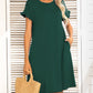 Round Neck Flounce Sleeve Dress with Pockets