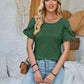 Frill Round Neck Petal Sleeve Blouse