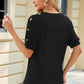 Round Neck Buttoned Short Sleeve T-Shirt