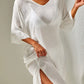 Slit V-Neck Flounce Sleeve Cover-Up