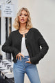 Button Down Exposed Seam Cardigan Black