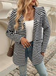 Devine Striped Long Sleeve Hooded Outerwear Black