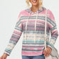 Striped Drawstring Long Sleeve Hoodie