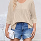 Lovelet Textured Round Neck Three-Quarter Sleeve Blouse