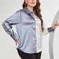 Plus Size Two-Tone Long Sleeve Shirt