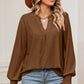 Eyelet Notched Long Sleeve T-Shirt