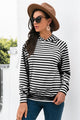 Horizontal Stripe Raglan Sleeve Hoodie Black