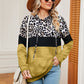 Leopard Drawstring Hoodie with Pocket