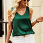 Solid V-Neck Wide Strap Tank