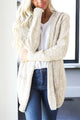 Heathered Open Front Cardigan with Pockets Beige