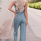 Notched Neck Tank Top and Tie Waist Wide Leg Long Pants Lounge Set