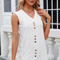 Decorative Button Eyelet V-Neck Tank