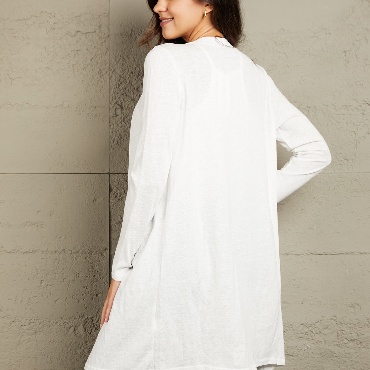 Button Down Long Sleeve Longline Cardigan