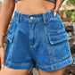 High Waist Denim Shorts with Pockets