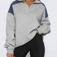 Contrast Quarter Zip Long Sleeve Sweatshirt