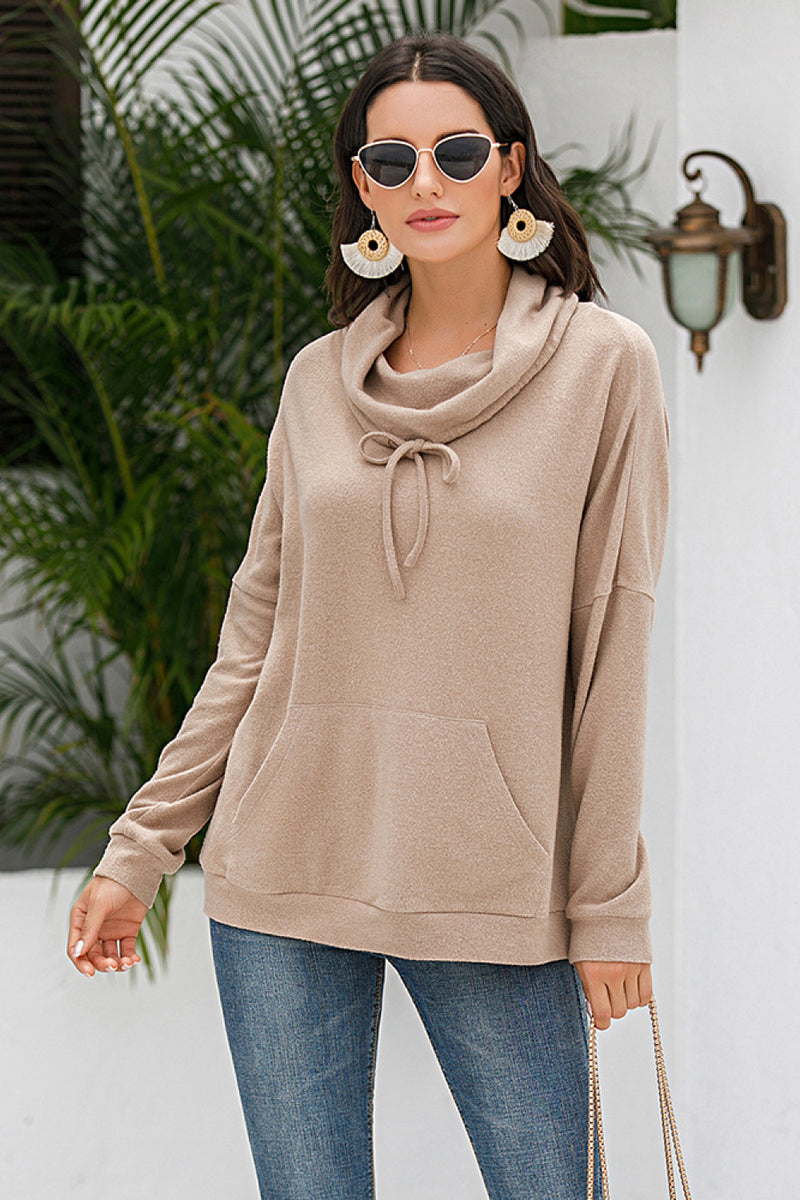 Ivy Lane Cowl Neck Drop Shoulder Sweatshirt