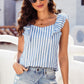 Striped Tie Back Ruffled Tank