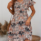 Printed V-Neck Tiered Dress