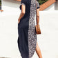 Leopard Color Block Split Dress