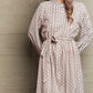 Printed Tie Waist Long Sleeve Dress