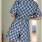 Checkered Button Up Half Sleeve Top and Shorts Set