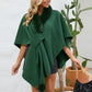 Fuzzy Trim Open Front Poncho