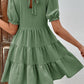 Puff Sleeve Tie Back Tiered Dress