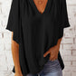 Ruched Notched Half Sleeve Blouse