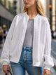 Textured Zip Up Dropped Shoulder Jacket White