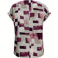 Printed Notched Short Sleeve Blouse