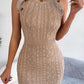 Decorative Button Sleeveless Cable-Knit Dress