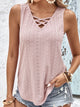 Eyelet Wide Strap Tank Dusty Pink