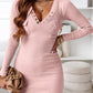 V-Neck Long Sleeve Ribbed Dress