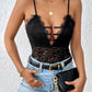 Perfee Lace Plunge Spaghetti Strap Bodysuit