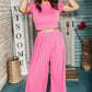 Short Sleeve Top and Wide Leg Pants Set