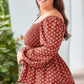 Plus Size Square Neck Balloon Sleeve Peplum Blouse