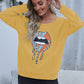 Shiny Lip Graphic Round Neck Sweatshirt