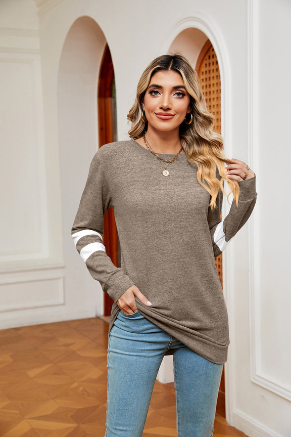 Round Neck Long Sleeve Top Mocha