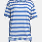 Full Size Contrast Stitching Striped Round Neck T-Shirt