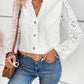 Cutout Notched Long Sleeve Blouse