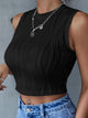 Round Neck Cropped Tank Black