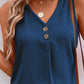 Full Size Decorative Button V-Neck Tank