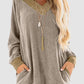 V-Neck Long Sleeve Sweatshirt with Pockets